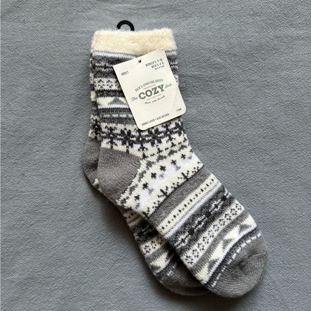 Winter socks- Gray and Cream